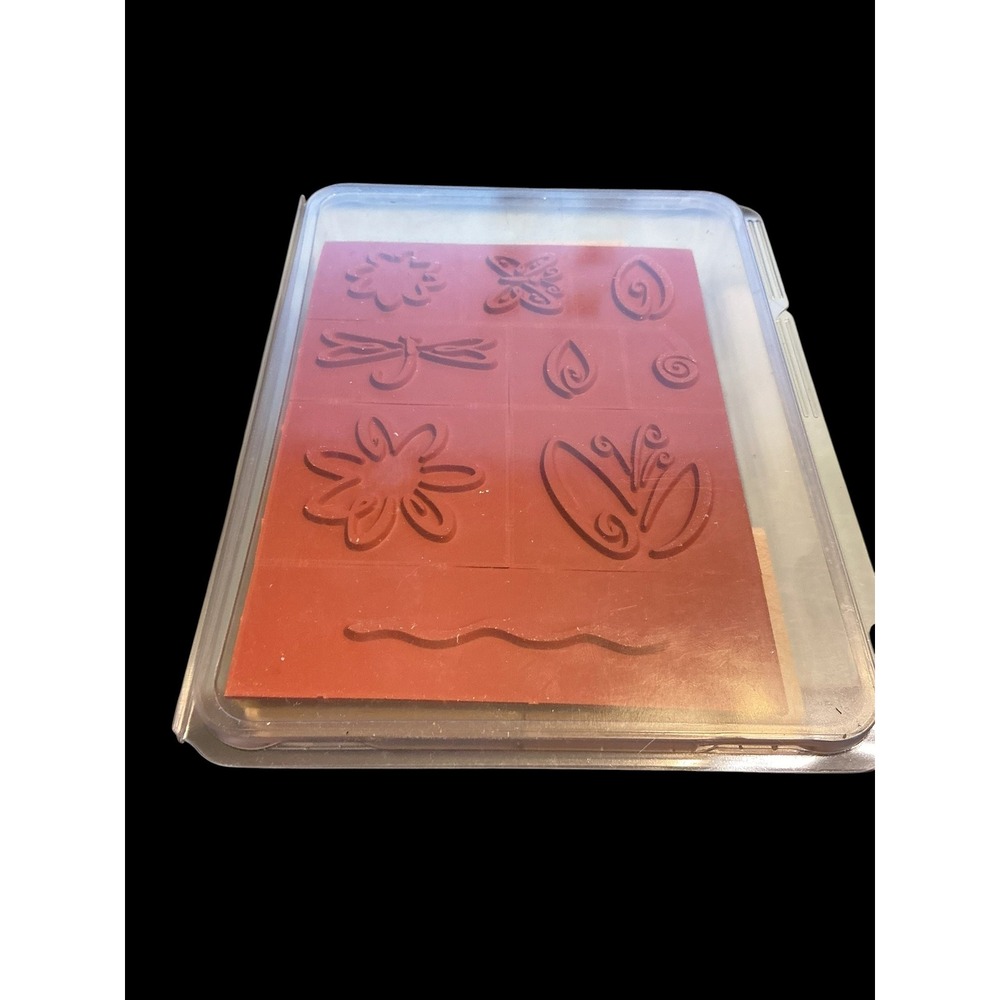 Stampin Up Fresh Flowers Two-Step Wood Mounted Rubber Stamp Set 2001 Vintage 9pc